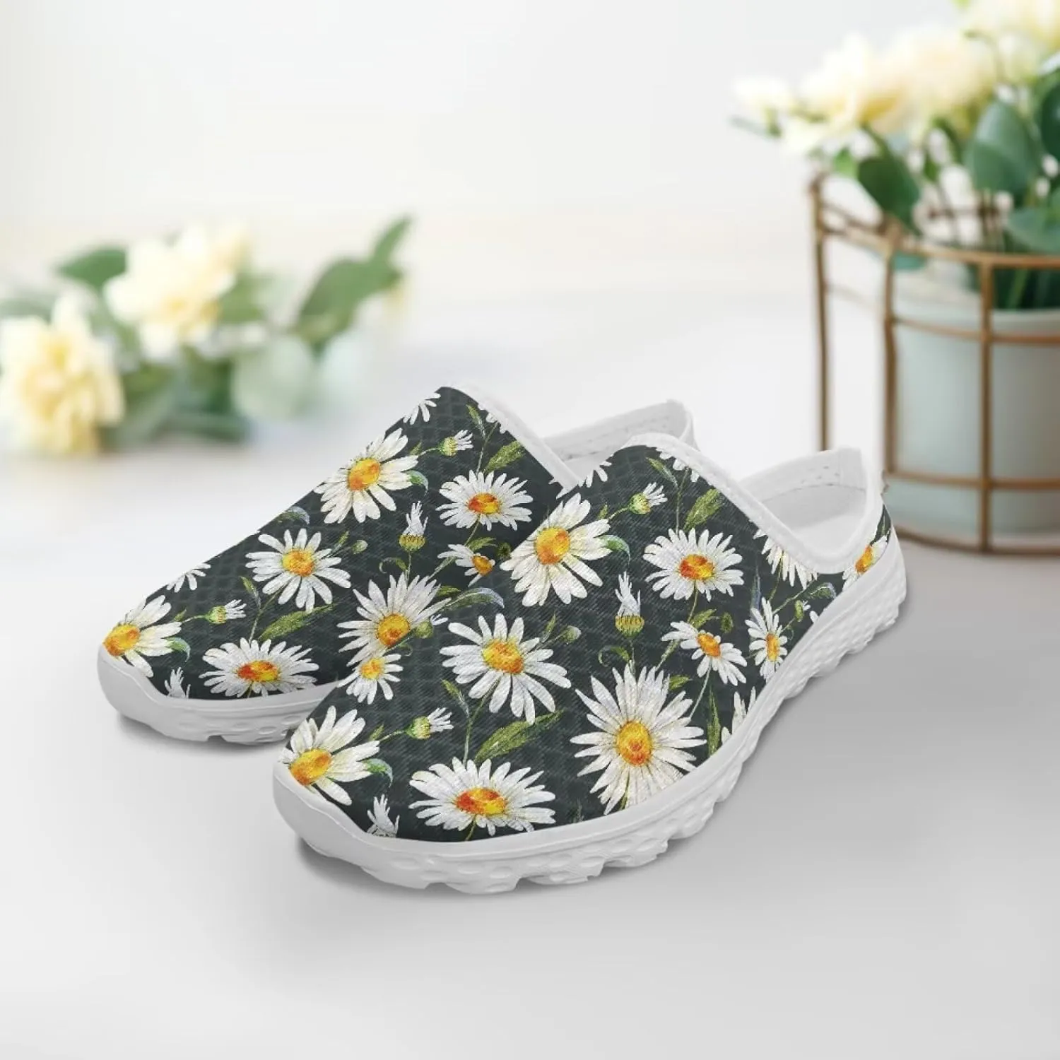 Tropical Flora Women's Arch Support Mule Garden Shoes Slip On Loafers Breathable Summer Barefoot Walking Flat