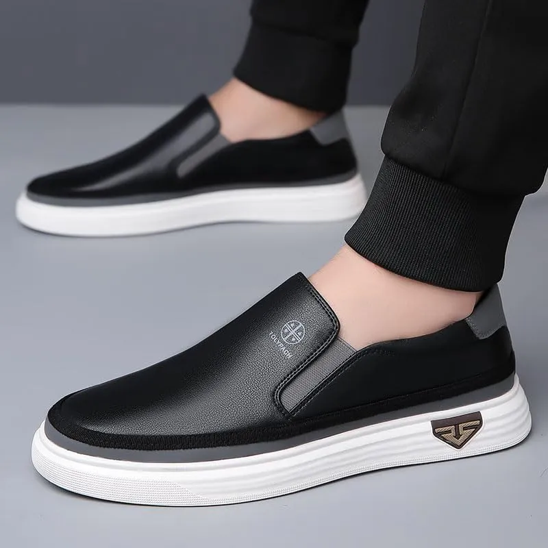 Trsorini Mens Casual Shoes Soft Comfortable Flat Lightweight Moccasin Classic Breathable Leather Men's Shoes
