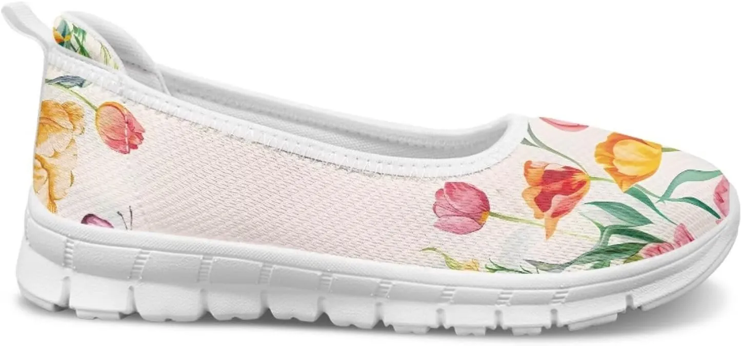 Tulips Slip On Walking Shoes for Women Hands Free Sneakers Lightweight Non Slip Workout Gym Nurse Shoes