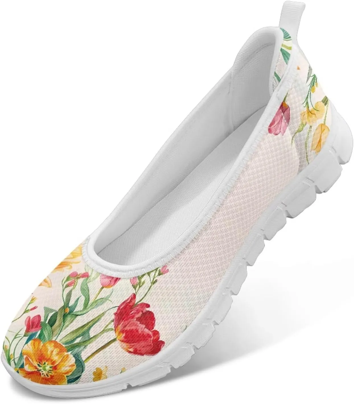 Tulips Slip On Walking Shoes for Women Hands Free Sneakers Lightweight Non Slip Workout Gym Nurse Shoes