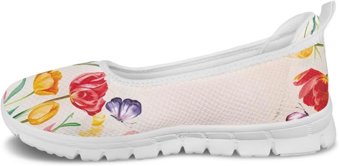 Tulips Slip On Walking Shoes for Women Hands Free Sneakers Lightweight Non Slip Workout Gym Nurse Shoes