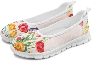Tulips Slip On Walking Shoes for Women Hands Free Sneakers Lightweight Non Slip Workout Gym Nurse Shoes