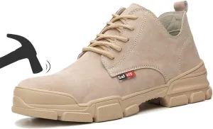 U-lite Steel Toe Safety Work Shoes for Men Women, Pigskin Suede Anti-Smash Indestructible Industrial Construction Boot