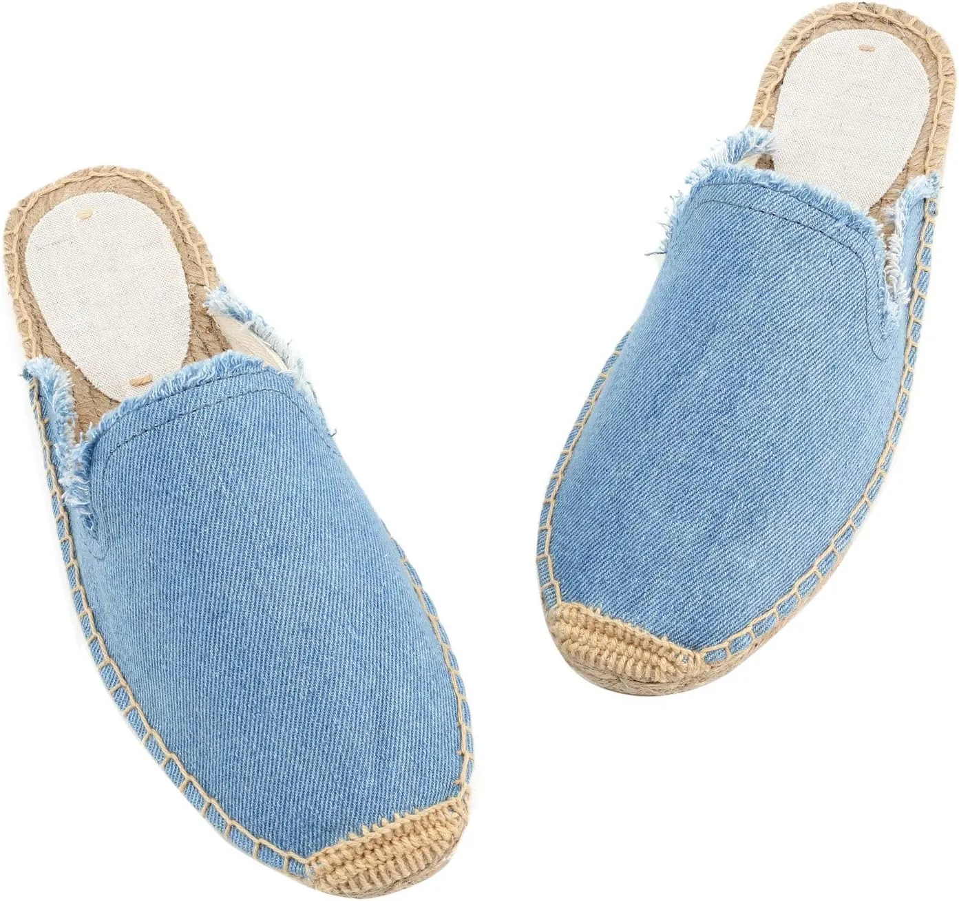 U-lite Women's Simple Mule Breathable Flat Espadrilles Shoes, Pure Color Mules