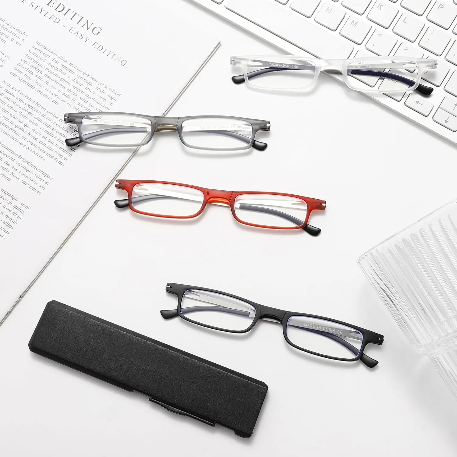Ultra thin Folding Reading Glasses for Women Men Compact TR90 Blue Light Blocking Readers with Portable Slim Flat case