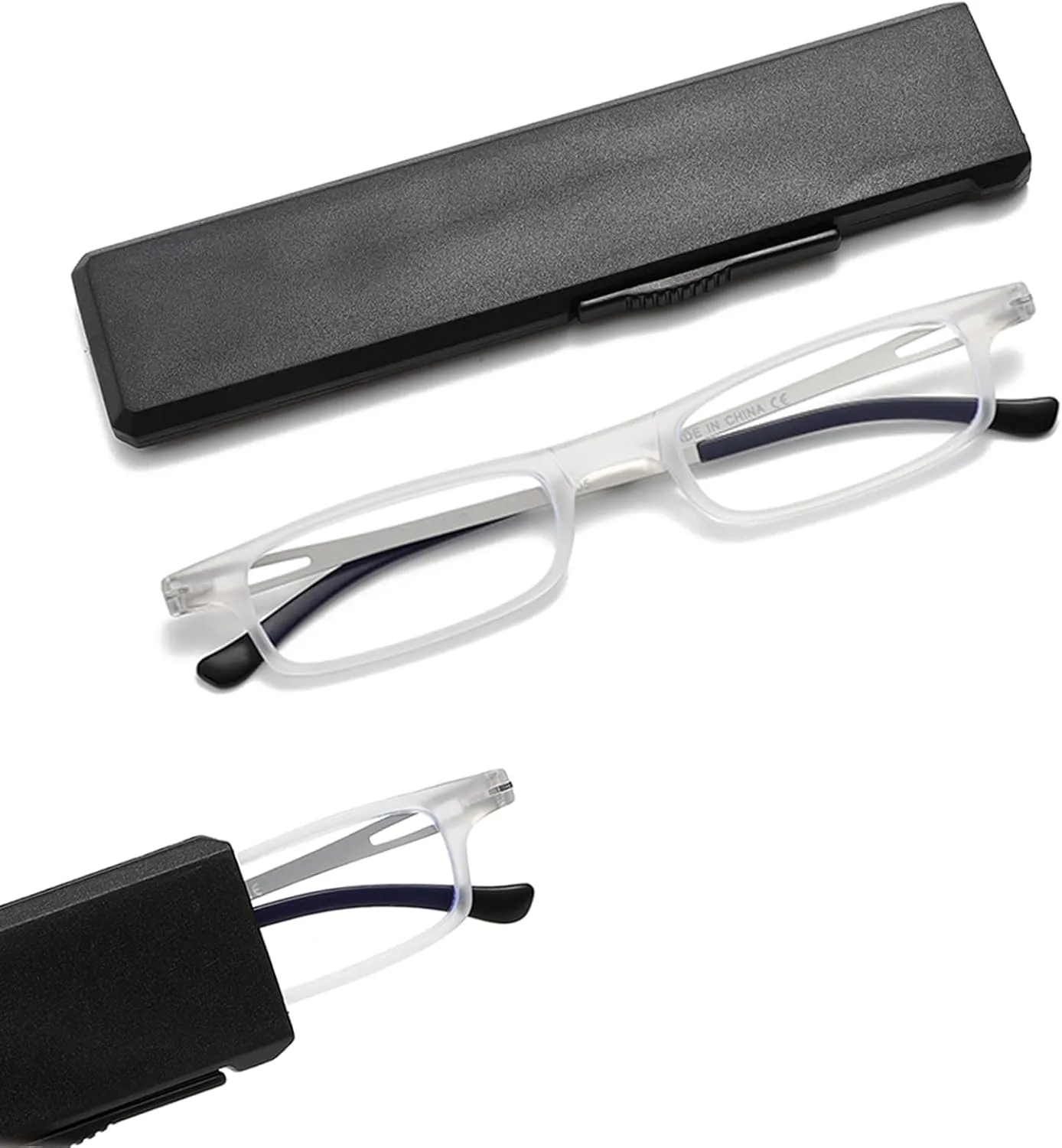 Ultra thin Folding Reading Glasses for Women Men Compact TR90 Blue Light Blocking Readers with Portable Slim Flat case