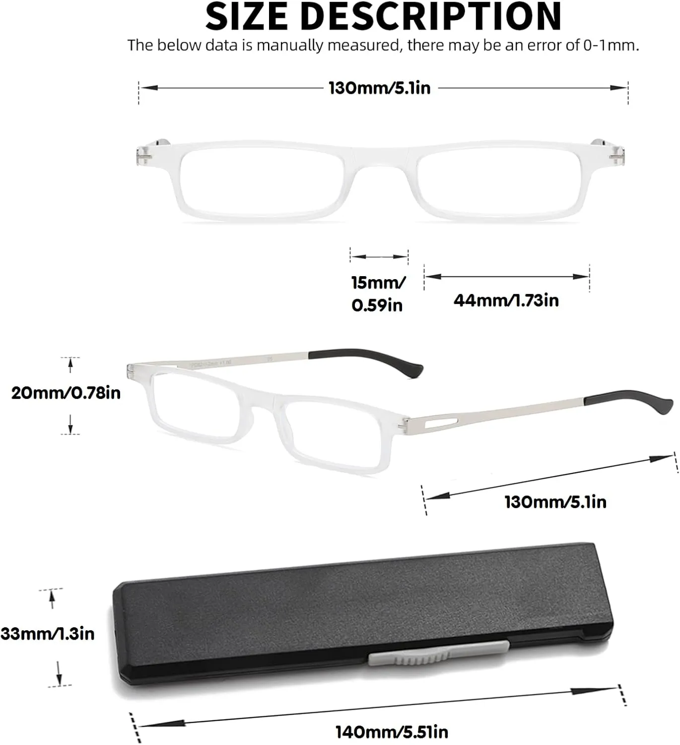 Ultra thin Folding Reading Glasses for Women Men Compact TR90 Blue Light Blocking Readers with Portable Slim Flat case