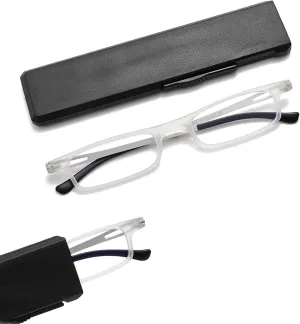 Ultra thin Folding Reading Glasses for Women Men Compact TR90 Blue Light Blocking Readers with Portable Slim Flat case