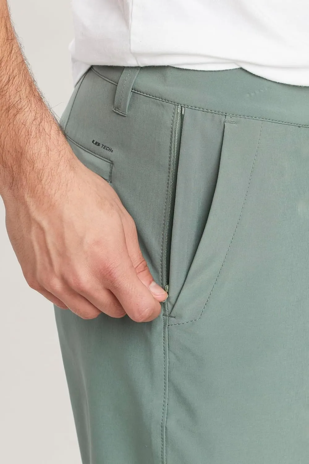 UNIONBAY Men's Ub Tech 9" Stretch Flat Front Classic Chino