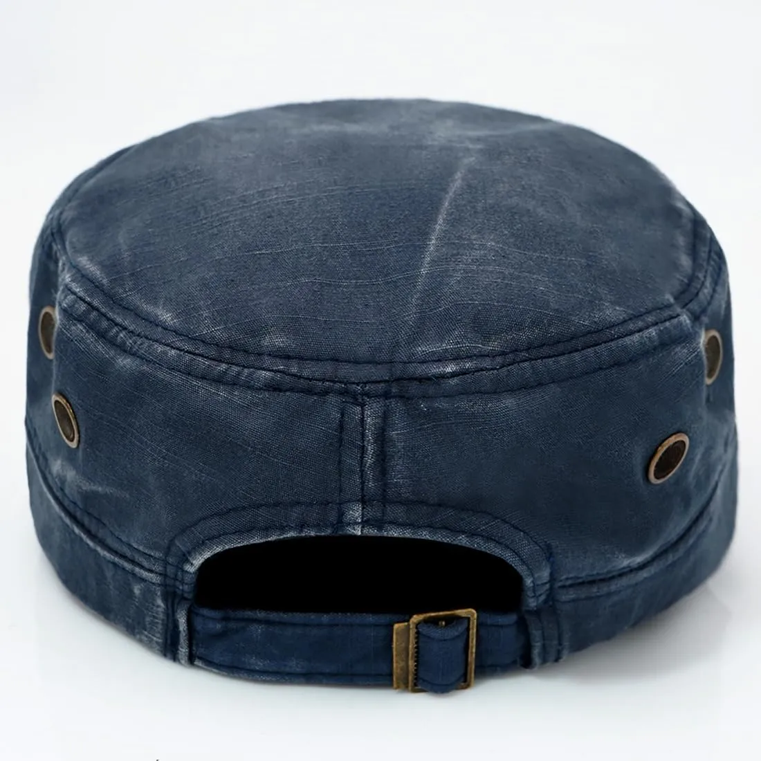 Unisex Cadet Army Cap Adjustable Flat Top Cap Washed Cotton Military Hat Baseball Cap