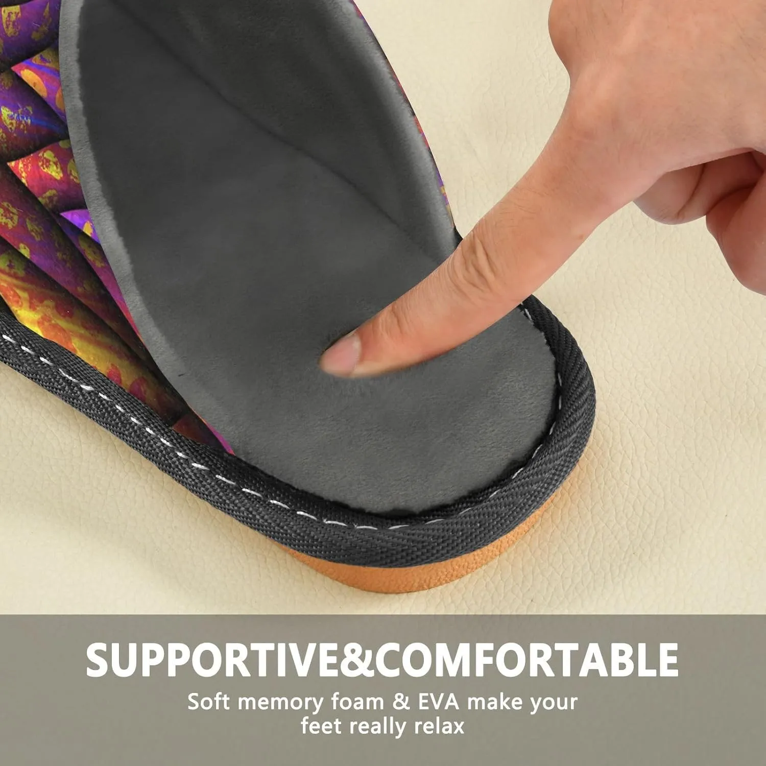 Unisex Fuzzy Foam Slippers Non-Skid Slip-on Soft Warm Sole Fleece Shoes 4-11