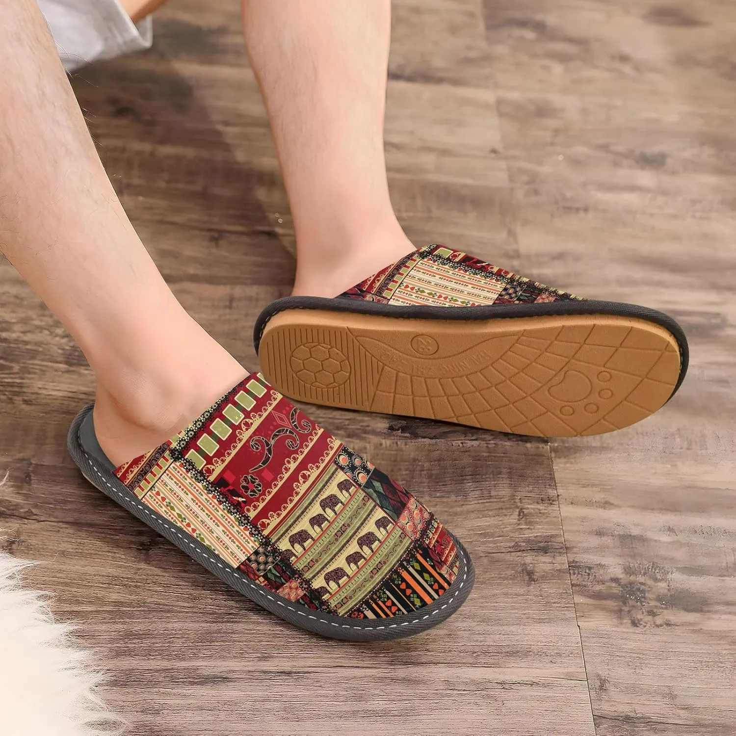 Unisex Fuzzy Foam Slippers Non-Skid Slip-on Soft Warm Sole Fleece Shoes 4-11
