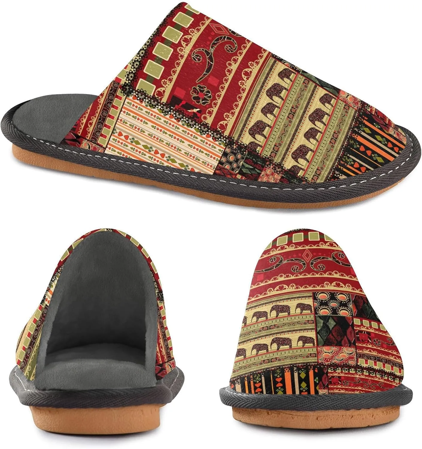 Unisex Fuzzy Foam Slippers Non-Skid Slip-on Soft Warm Sole Fleece Shoes 4-11