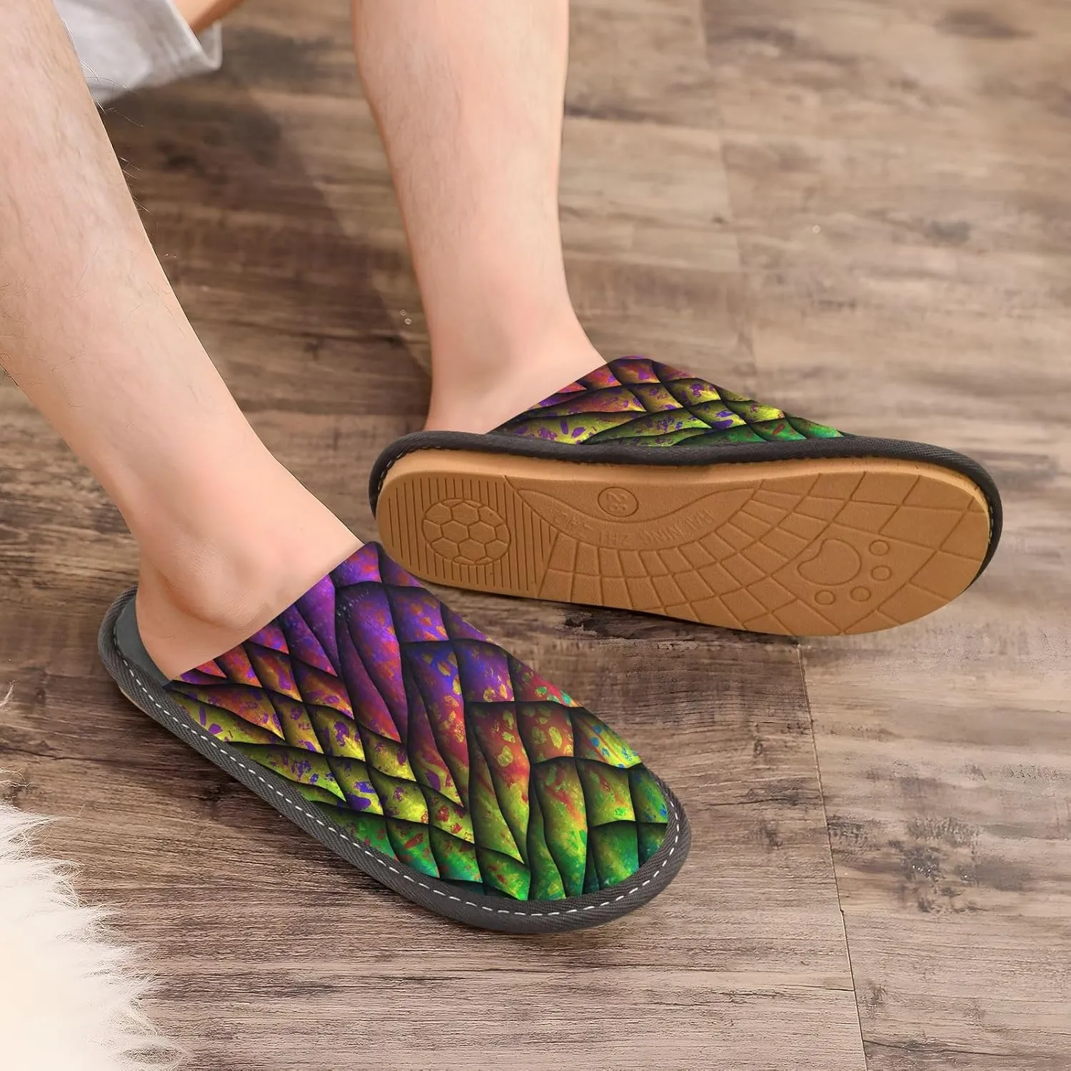 Unisex Fuzzy Foam Slippers Non-Skid Slip-on Soft Warm Sole Fleece Shoes 4-11