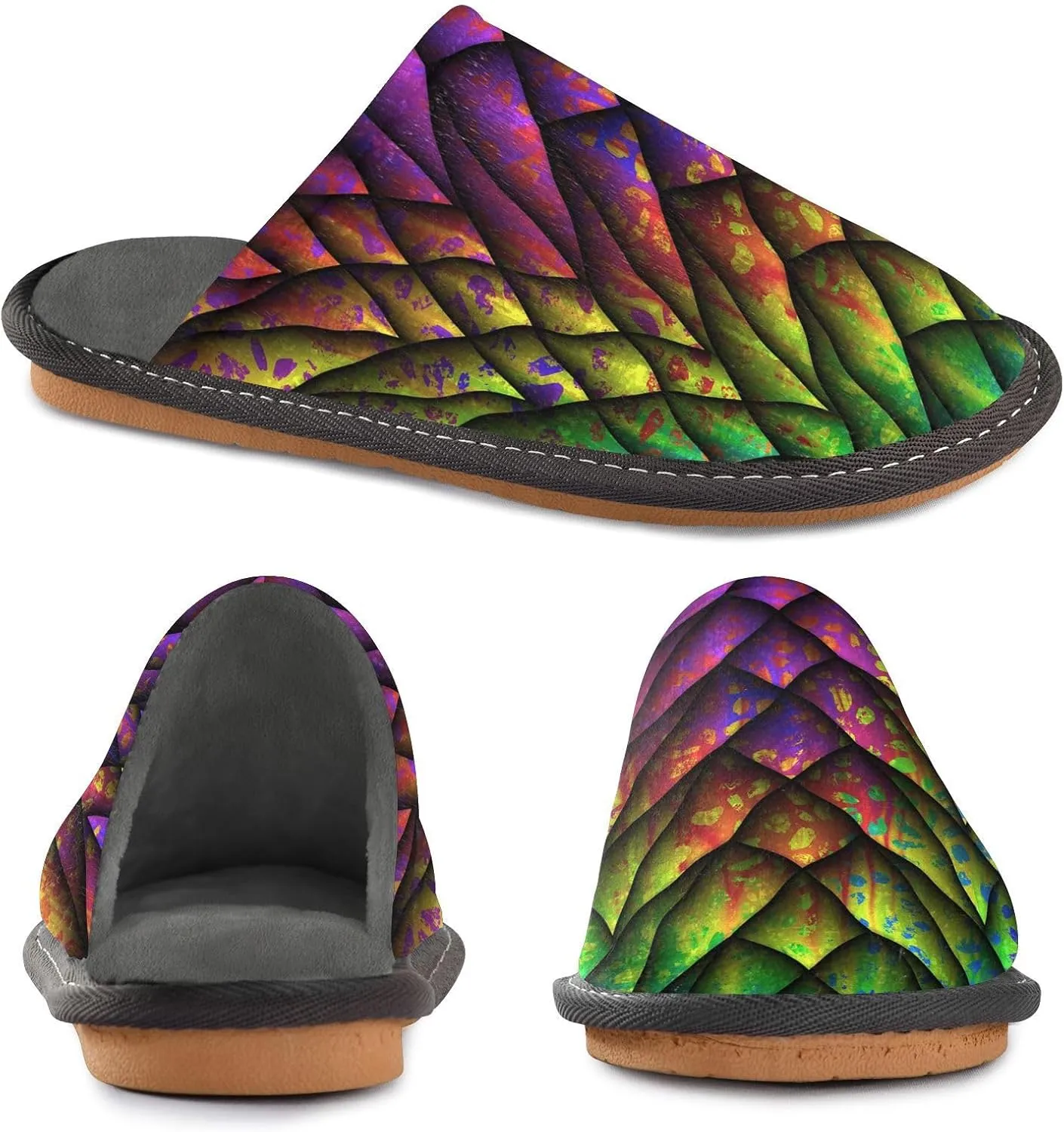 Unisex Fuzzy Foam Slippers Non-Skid Slip-on Soft Warm Sole Fleece Shoes 4-11