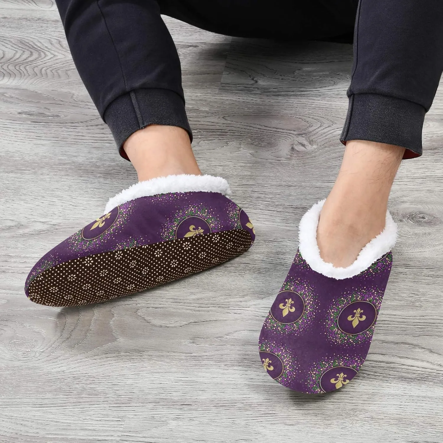 Unisex Fuzzy House Slippers Memory Foam Warm Slip Shoes Fur Lining M-XXL