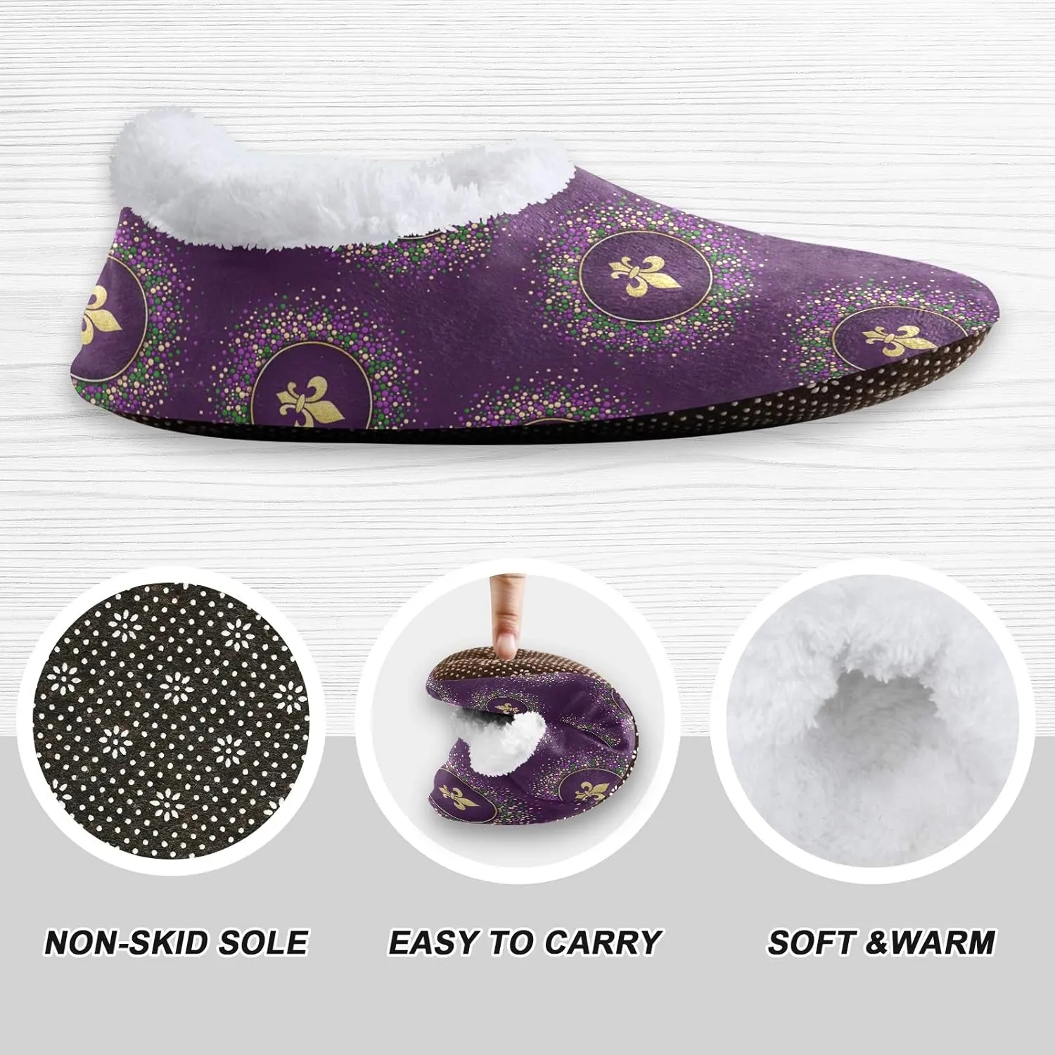 Unisex Fuzzy House Slippers Memory Foam Warm Slip Shoes Fur Lining M-XXL