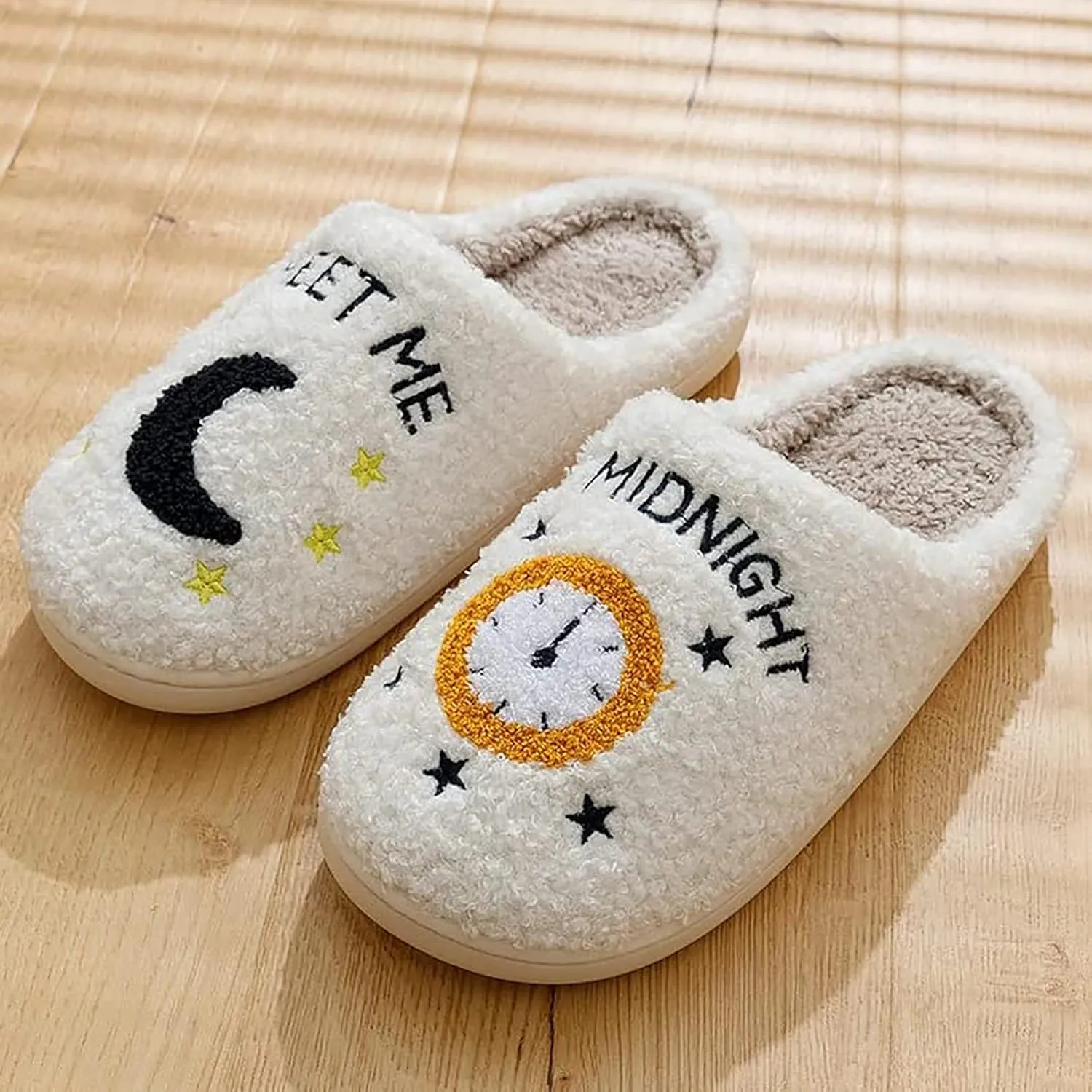 Unisex Meet Me at Midnight Slippers Fuzzy Warm House Slippers Winter Indoor Outdoor Shoes