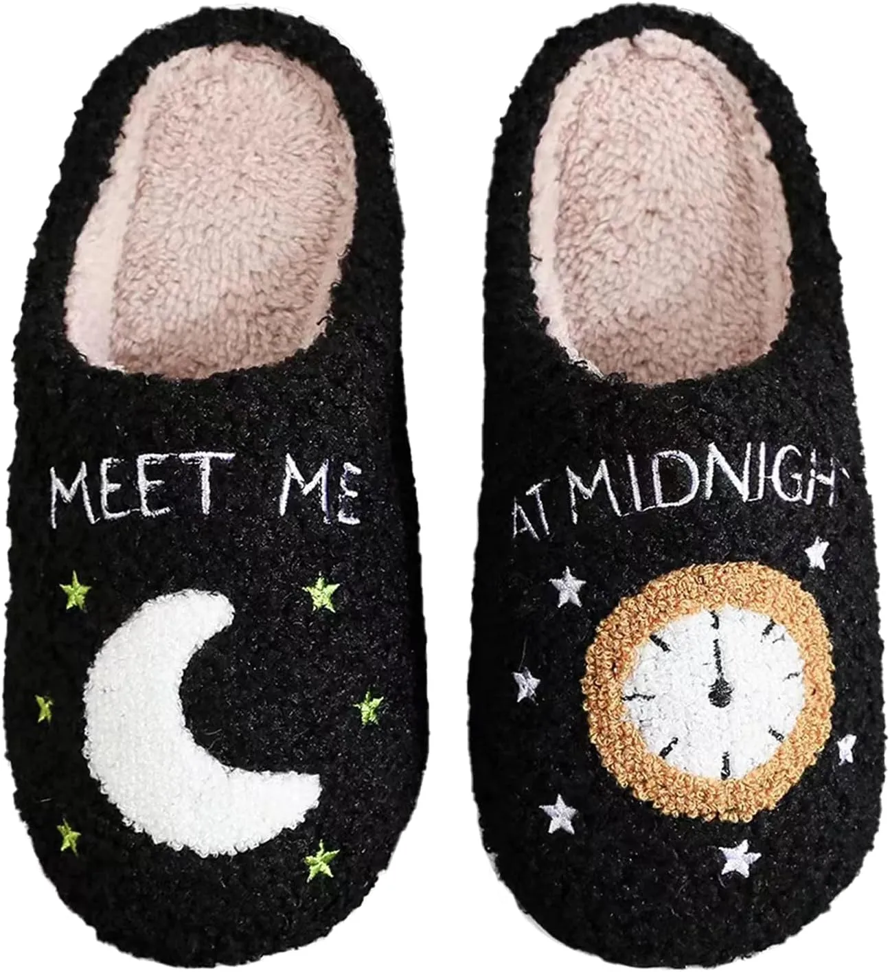 Unisex Meet Me at Midnight Slippers Fuzzy Warm House Slippers Winter Indoor Outdoor Shoes