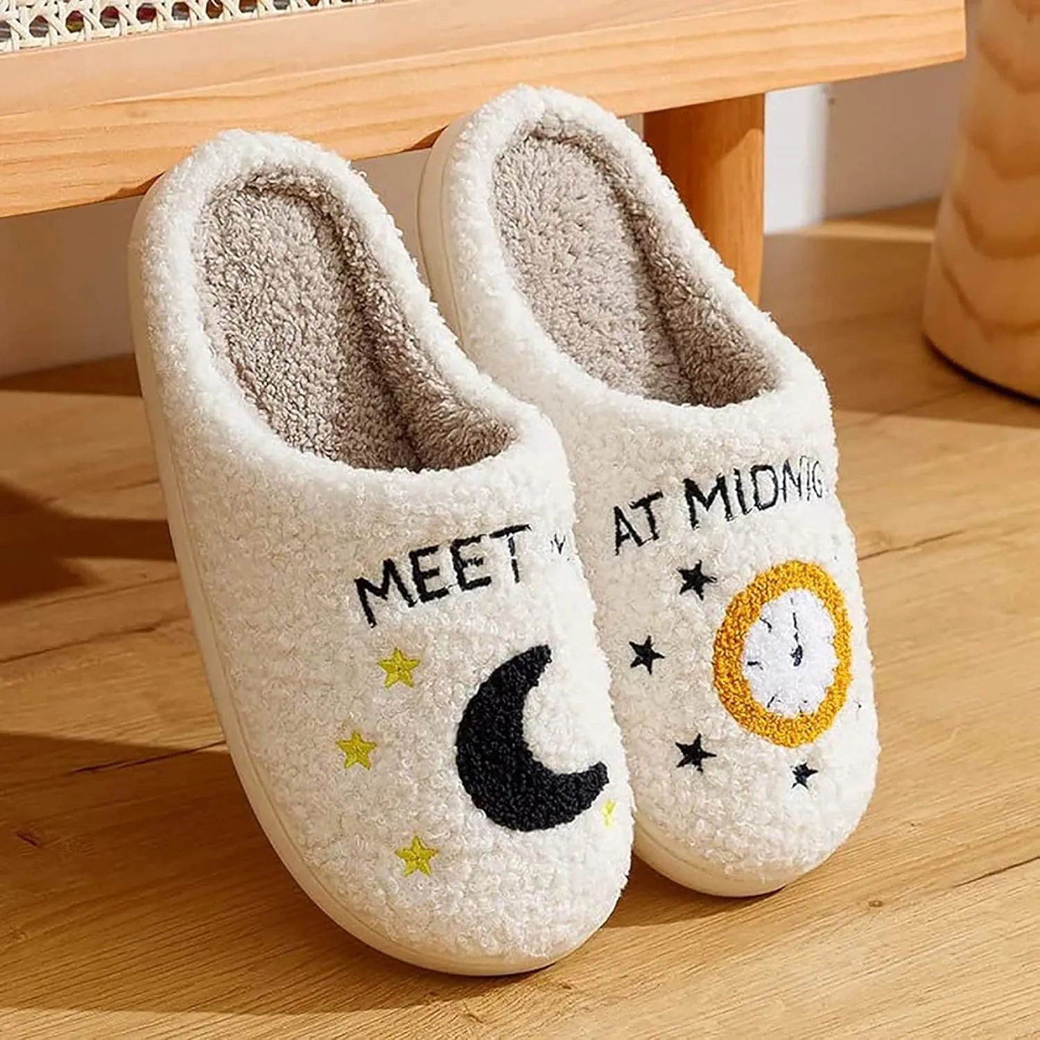 Unisex Meet Me at Midnight Slippers Fuzzy Warm House Slippers Winter Indoor Outdoor Shoes