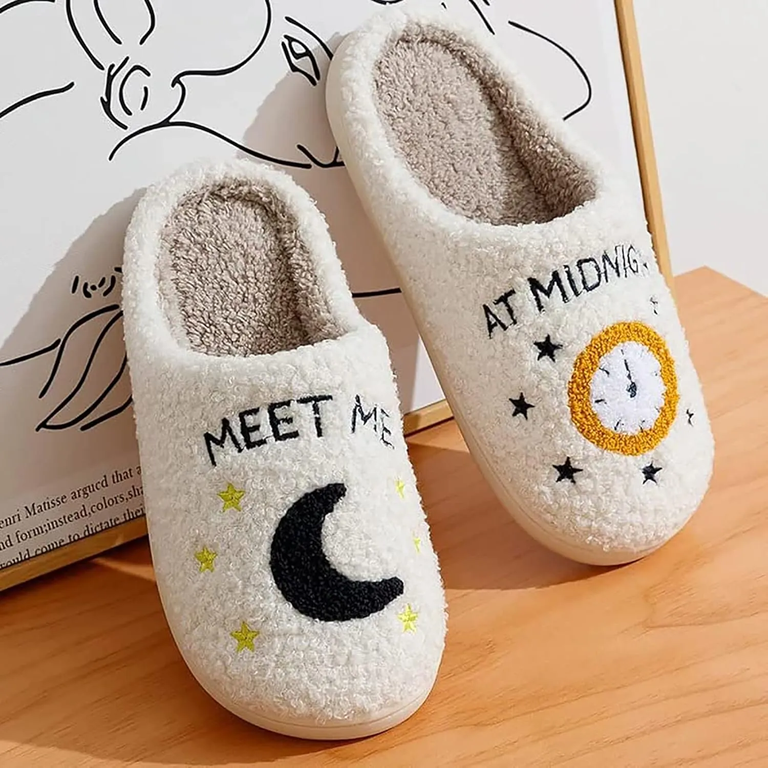 Unisex Meet Me at Midnight Slippers Fuzzy Warm House Slippers Winter Indoor Outdoor Shoes