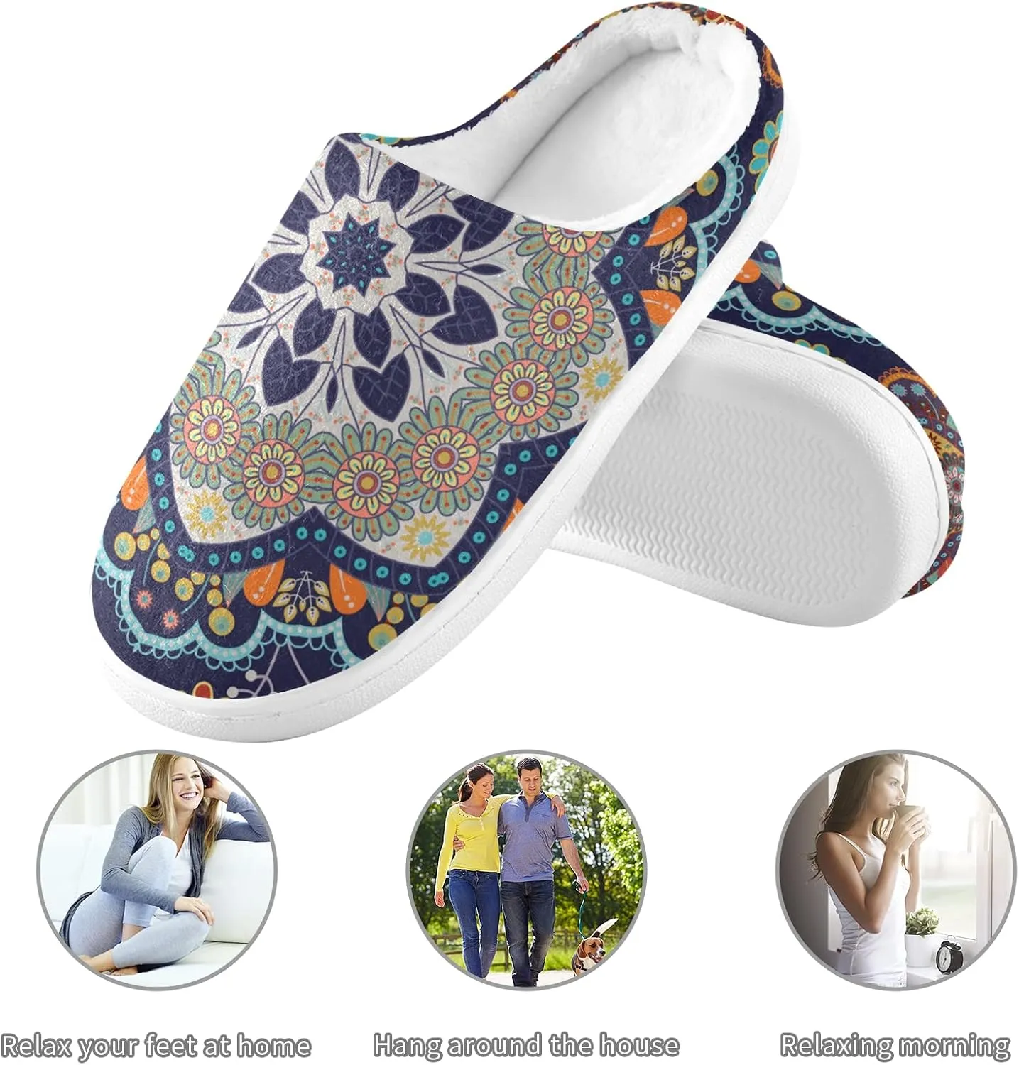 Unisex Memory Foam House Slippers Non-Skid Soft Warm Sole Coral Fleece Slip-on Closed Toe Hand Free Shoes for Bedroom Travel 6-17