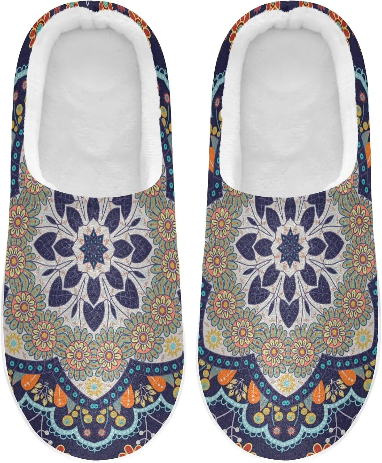 Unisex Memory Foam House Slippers Non-Skid Soft Warm Sole Coral Fleece Slip-on Closed Toe Hand Free Shoes for Bedroom Travel 6-17