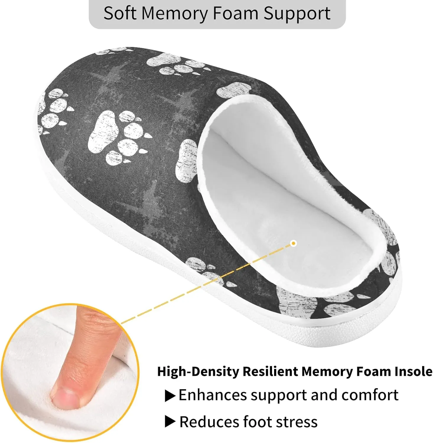 Unisex Memory Foam House Slippers Non-Skid Soft Warm Sole Coral Fleece Slip-on Closed Toe Hand Free Shoes for Bedroom Travel 6-17