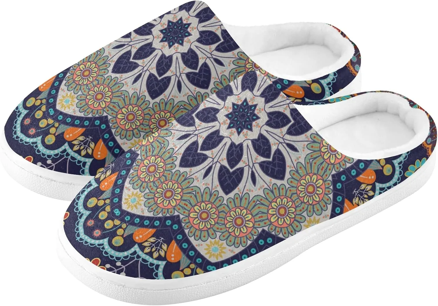 Unisex Memory Foam House Slippers Non-Skid Soft Warm Sole Coral Fleece Slip-on Closed Toe Hand Free Shoes for Bedroom Travel 6-17