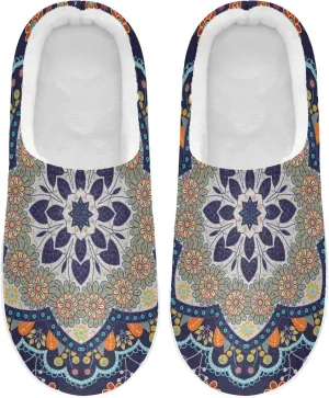 Unisex Memory Foam House Slippers Non-Skid Soft Warm Sole Coral Fleece Slip-on Closed Toe Hand Free Shoes for Bedroom Travel 6-17