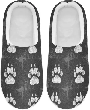 Unisex Memory Foam House Slippers Non-Skid Soft Warm Sole Coral Fleece Slip-on Closed Toe Hand Free Shoes for Bedroom Travel 6-17