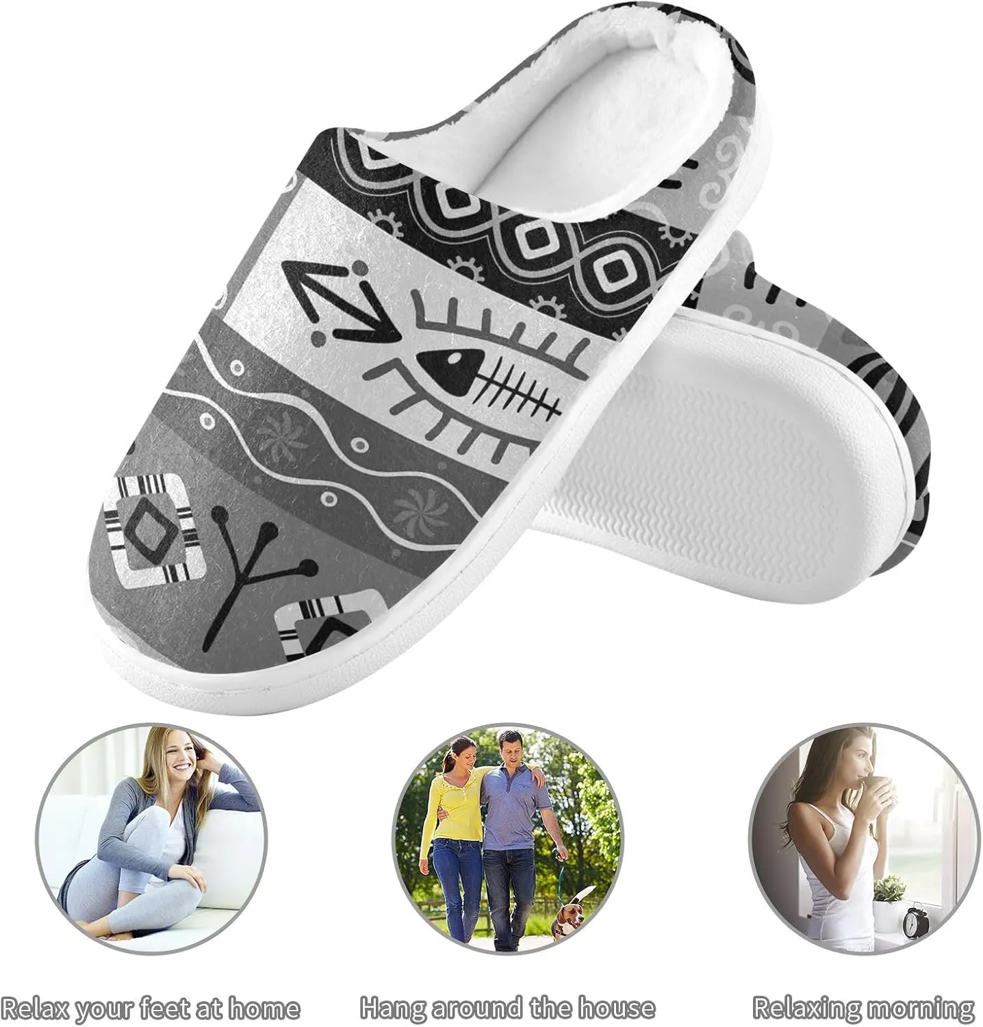 Unisex Memory Foam Slippers Non-Skid Slip-on Soft Warm Sole Fleece Shoes 6-17