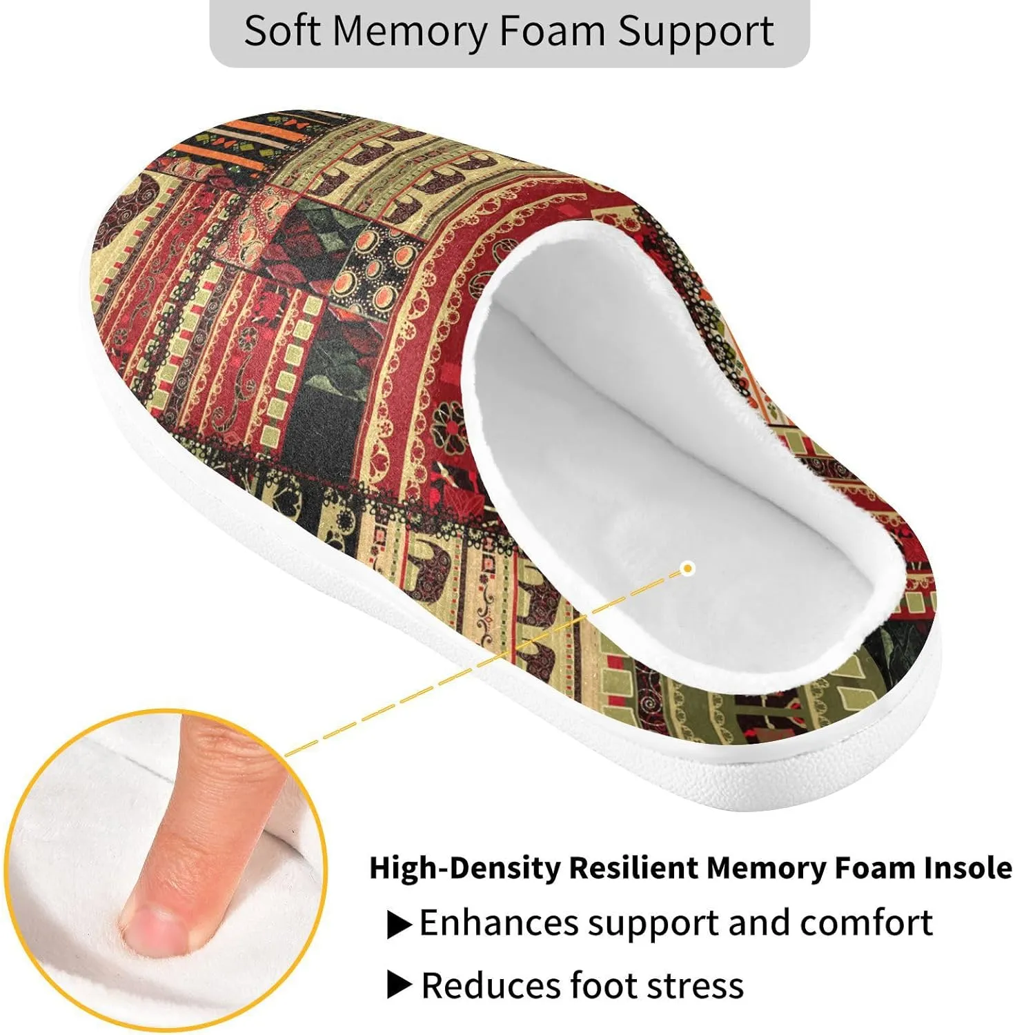 Unisex Memory Foam Slippers Non-Skid Slip-on Soft Warm Sole Fleece Shoes 6-17