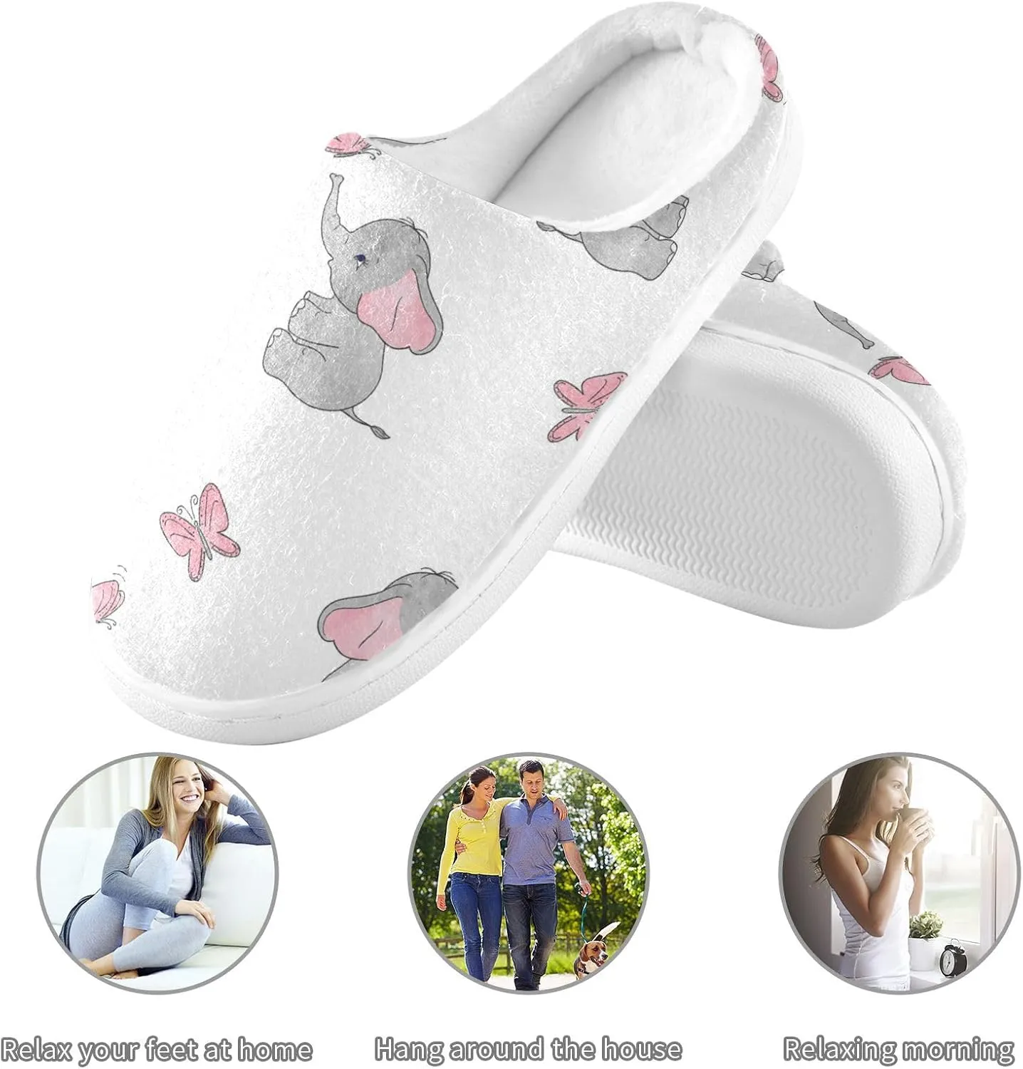 Unisex Memory Foam Slippers Non-Skid Slip-on Soft Warm Sole Fleece Shoes 6-17