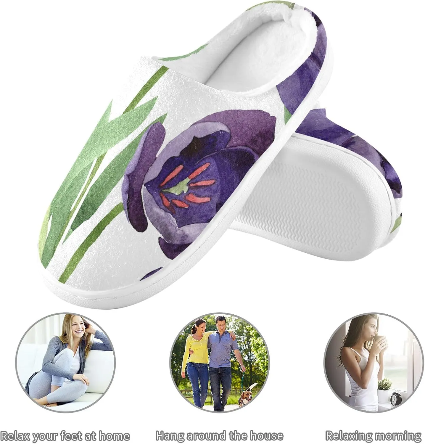 Unisex Memory Foam Slippers Non-Skid Slip-on Soft Warm Sole Fleece Shoes 6-17
