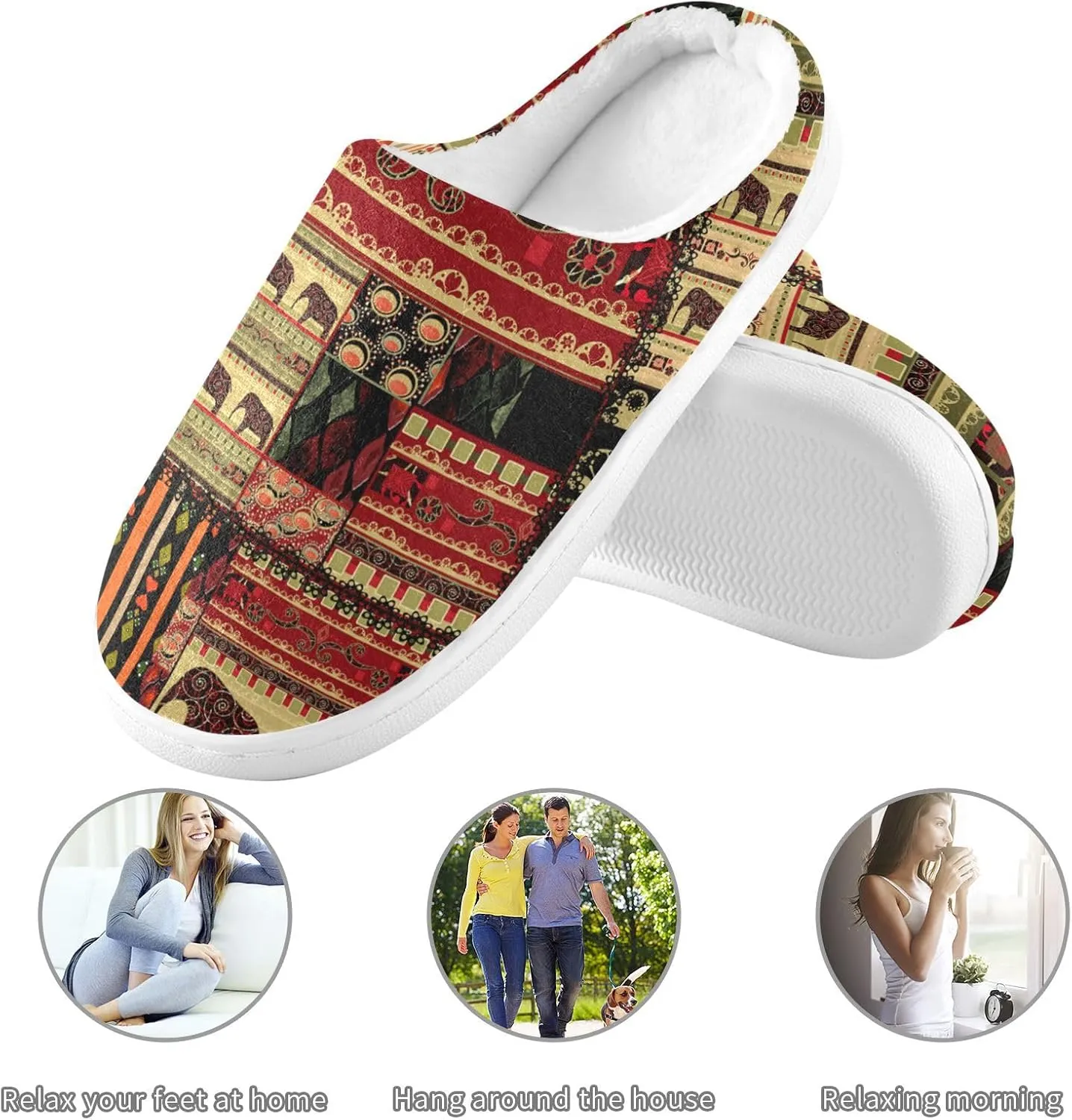 Unisex Memory Foam Slippers Non-Skid Slip-on Soft Warm Sole Fleece Shoes 6-17