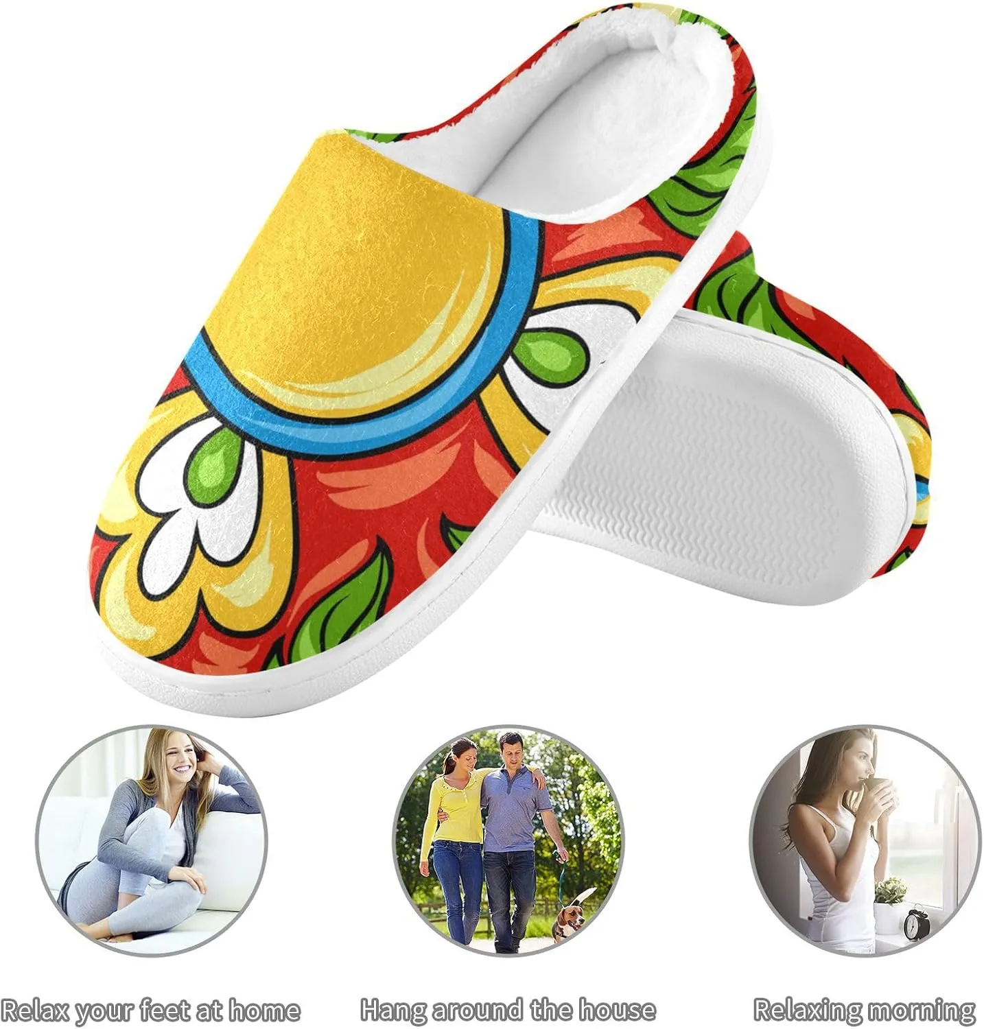 Unisex Memory Foam Slippers Non-Skid Slip-on Soft Warm Sole Fleece Shoes 6-17