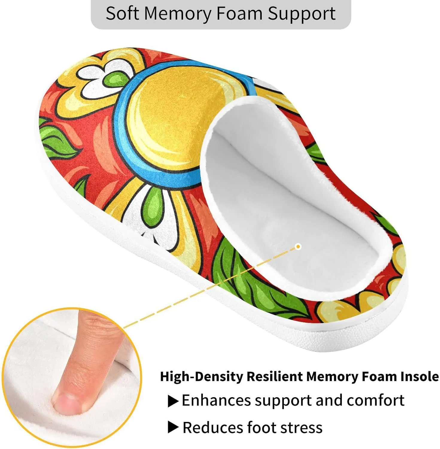 Unisex Memory Foam Slippers Non-Skid Slip-on Soft Warm Sole Fleece Shoes 6-17