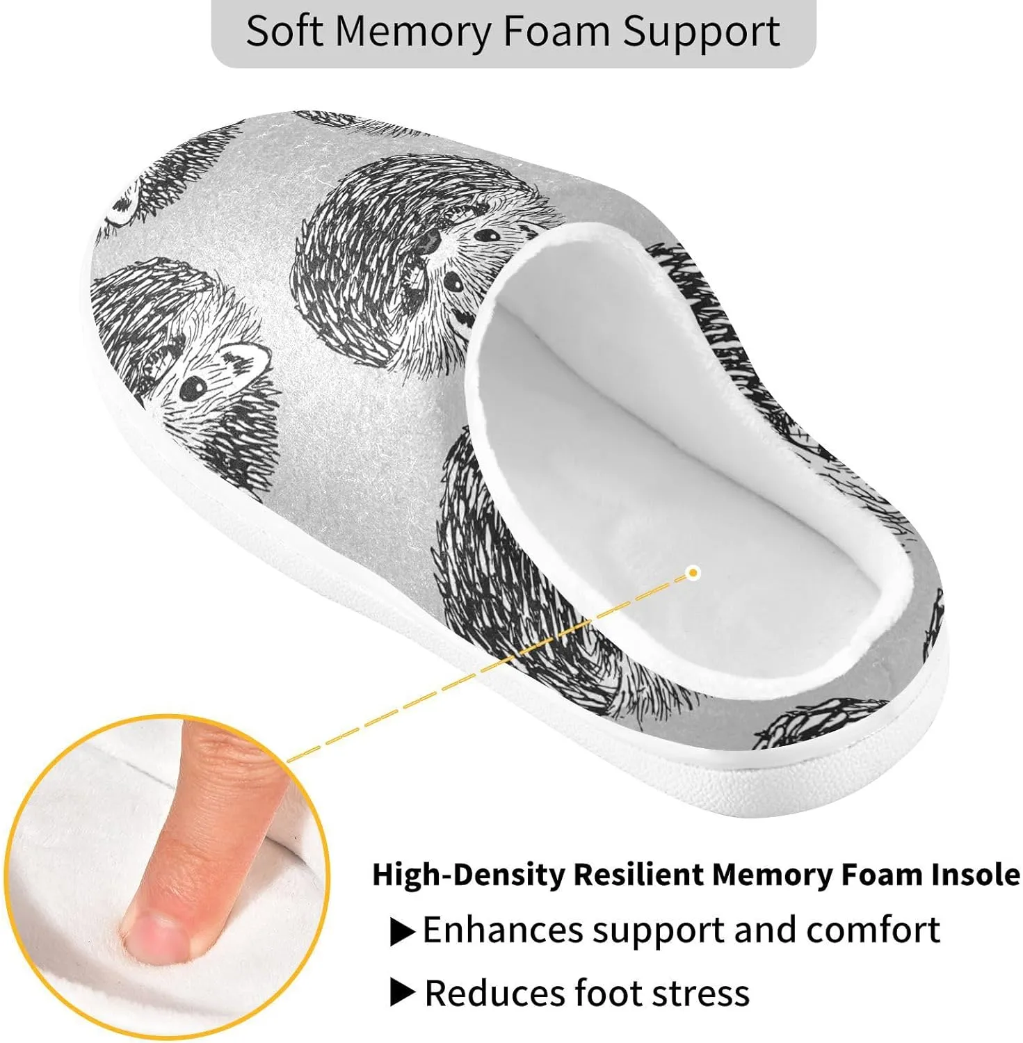 Unisex Memory Foam Slippers Non-Skid Slip-on Soft Warm Sole Fleece Shoes 6-17