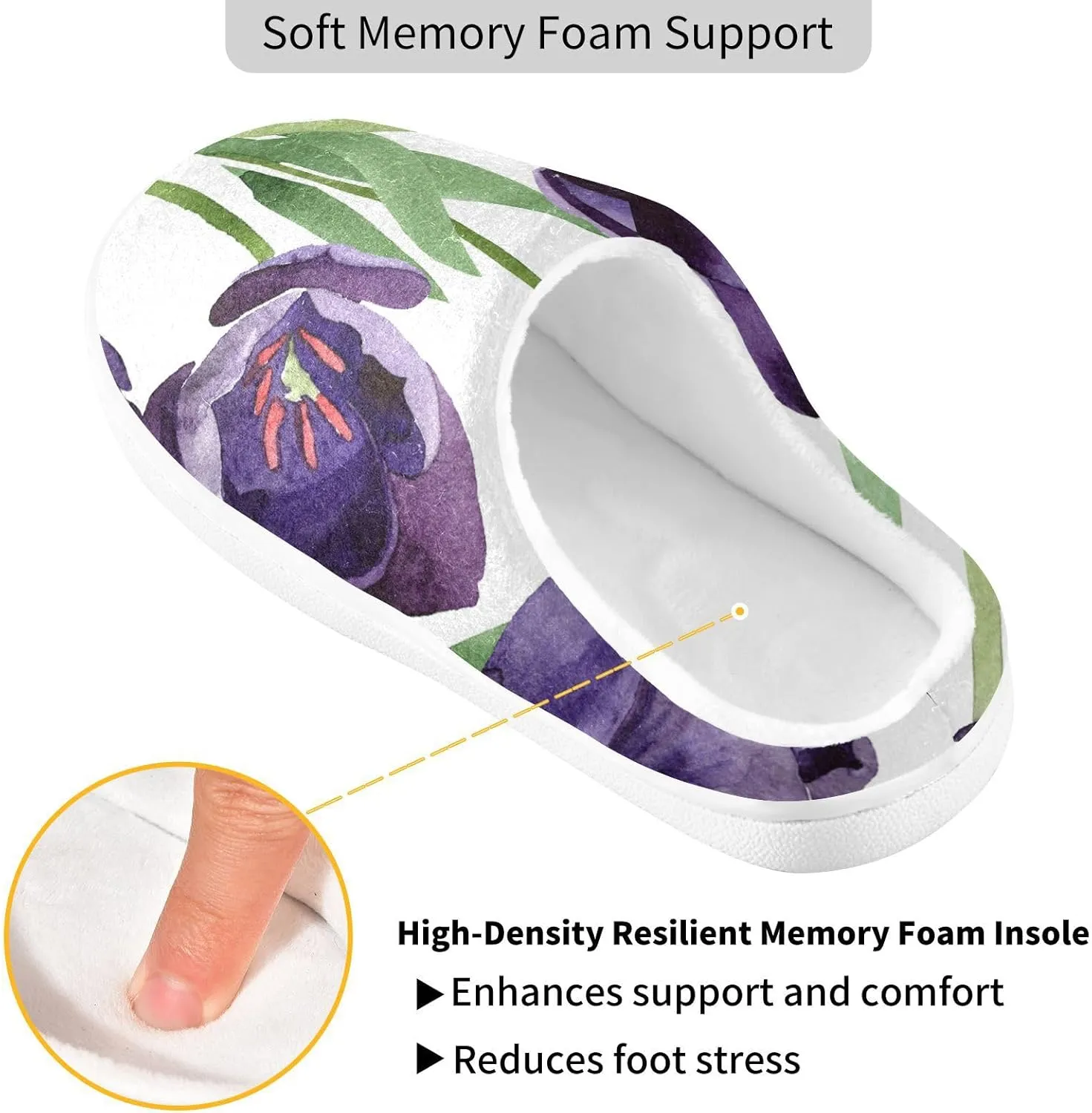 Unisex Memory Foam Slippers Non-Skid Slip-on Soft Warm Sole Fleece Shoes 6-17