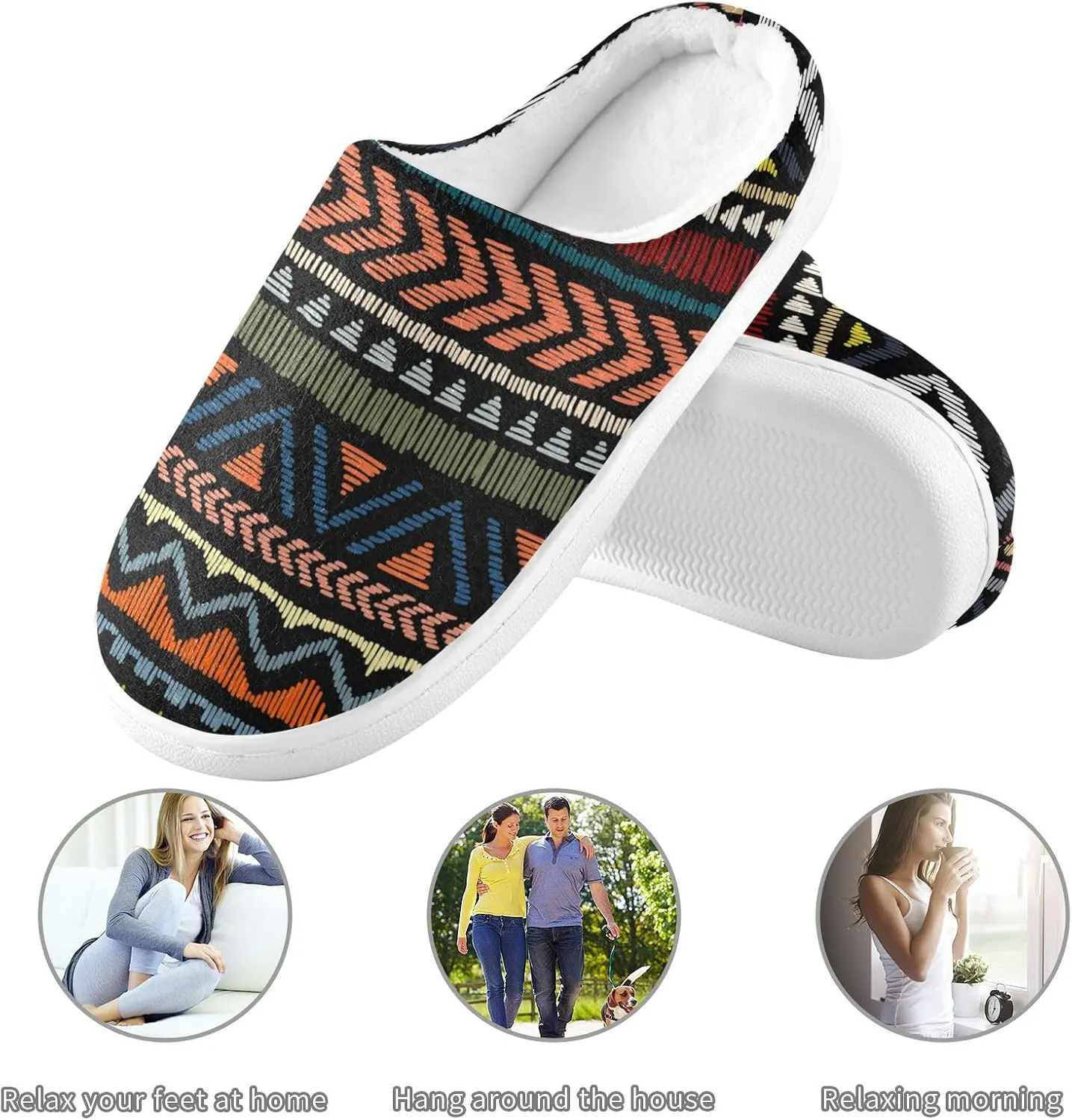 Unisex Memory Foam Slippers Non-Skid Slip-on Soft Warm Sole Fleece Shoes 6-17