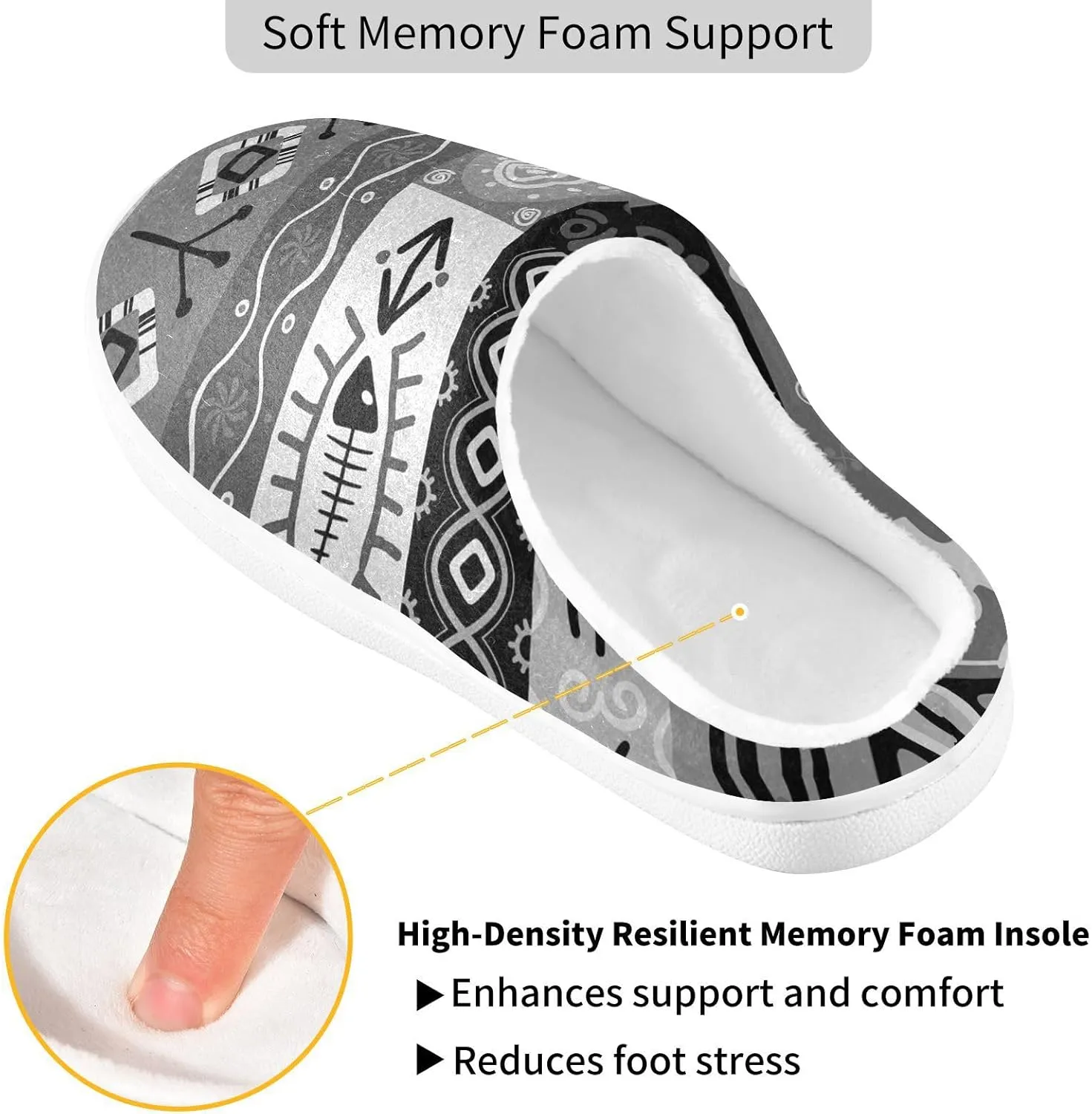 Unisex Memory Foam Slippers Non-Skid Slip-on Soft Warm Sole Fleece Shoes 6-17