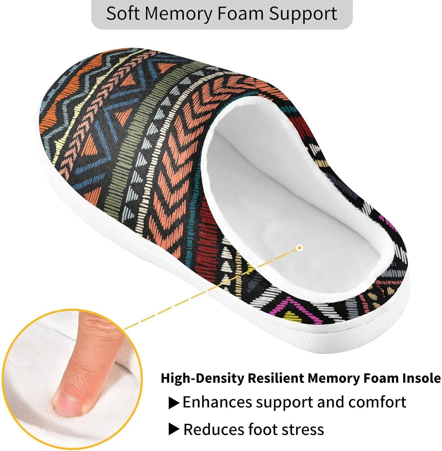 Unisex Memory Foam Slippers Non-Skid Slip-on Soft Warm Sole Fleece Shoes 6-17