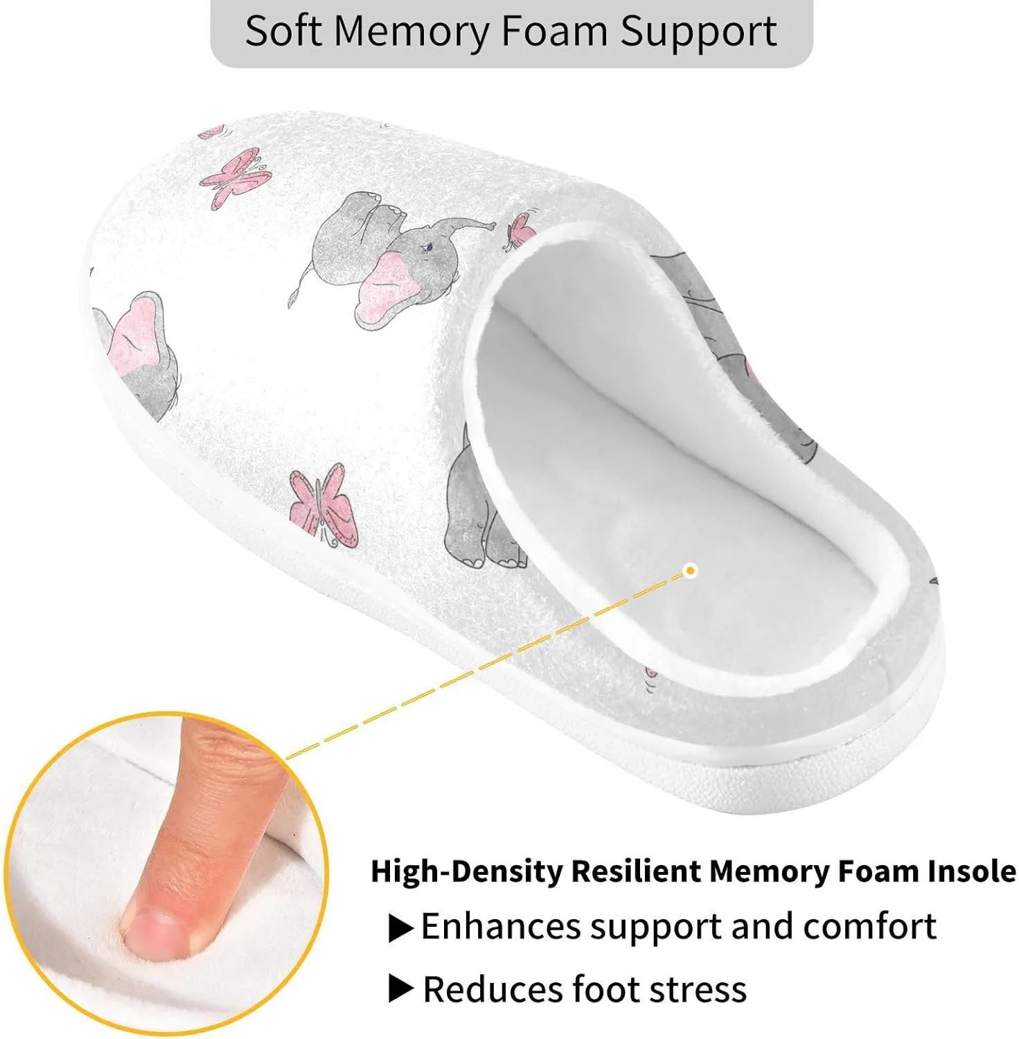 Unisex Memory Foam Slippers Non-Skid Slip-on Soft Warm Sole Fleece Shoes 6-17