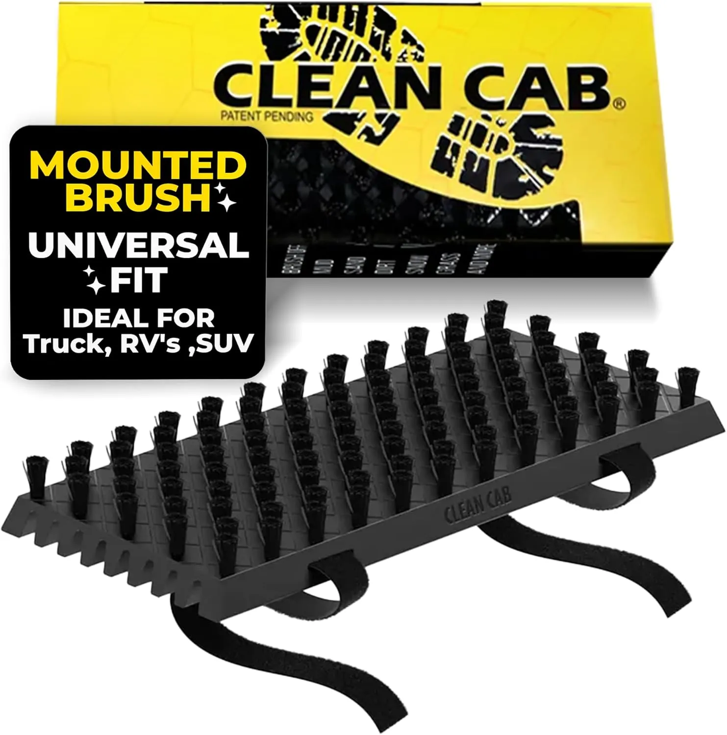 Universal Fit Truck Step Mounted Brush - Heavy Duty Boot Brush for Trucks, RVs, SUVs, and Semis - Easy Velcro Mounting - Perfect for Camping, Jobsite, and Home - Durable and Reliable