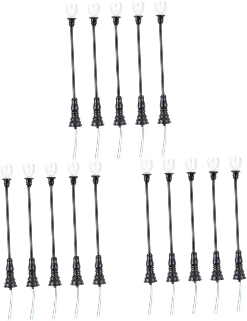 UPKOCH 15pcs Lamp Model Miniature Street Light for DIY Sand Table Decor Safe Material for Use Flat Bottom for Stability Outdoor Garden Accent Light