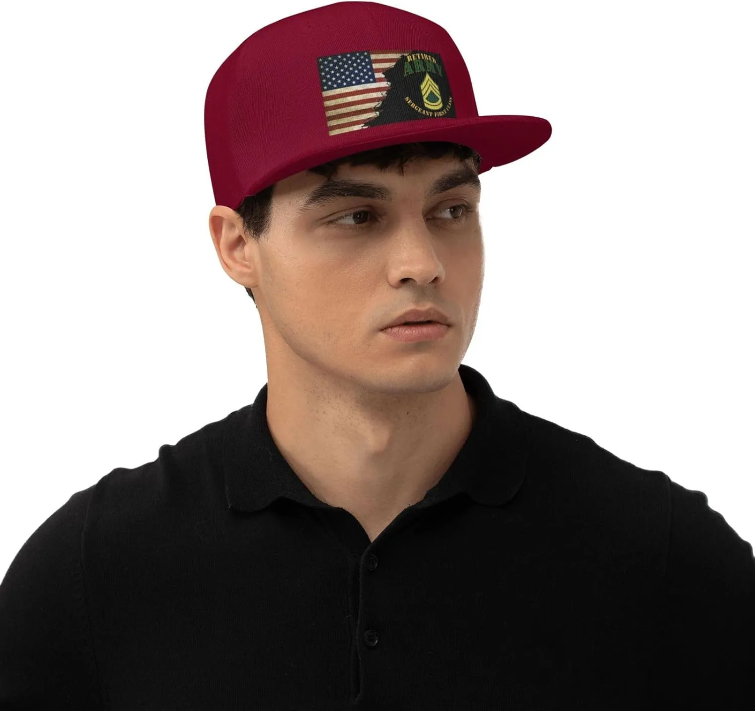 US Flag Army SFC Retired Unisex Flat Brim visor hat baseball cap