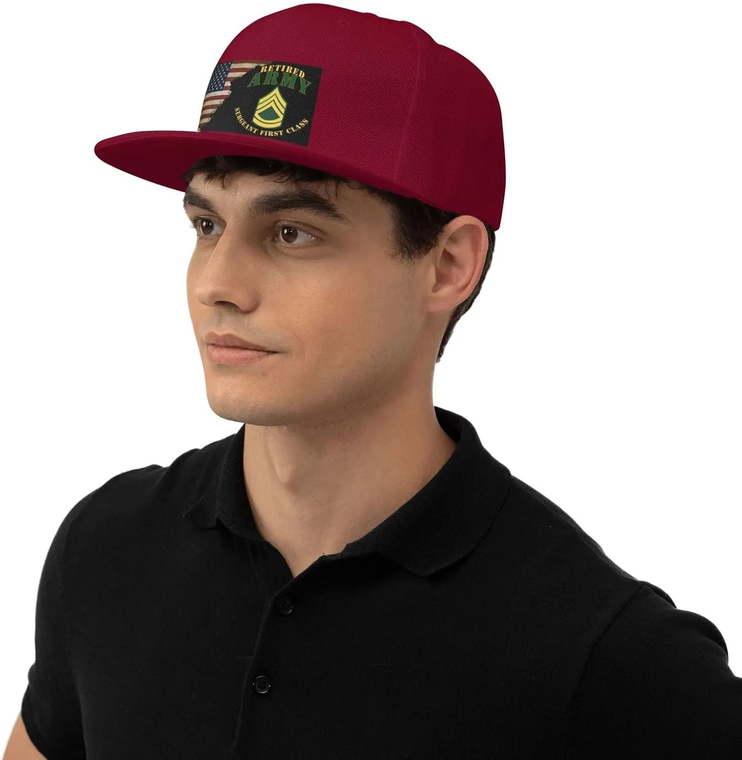 US Flag Army SFC Retired Unisex Flat Brim visor hat baseball cap