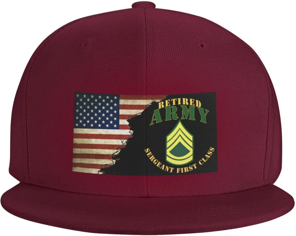 US Flag Army SFC Retired Unisex Flat Brim visor hat baseball cap