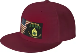 US Flag Army SFC Retired Unisex Flat Brim visor hat baseball cap